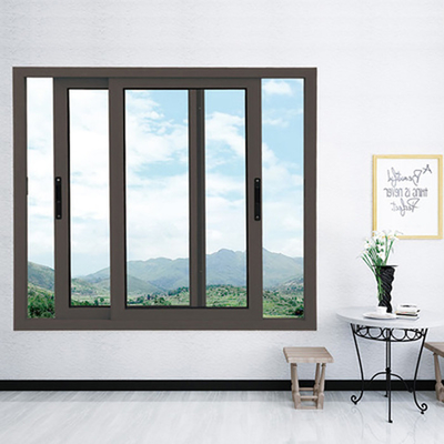 Customized Finished 798 Series Aluminum Gray Sliding Window with Hanging Curtain Type