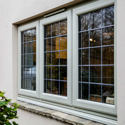 Customized Colors UPVC Casement Windows with Simulated Bars and Plastic Frame Options