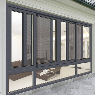 Easy Installation Sliding Window with 4 Panels Tempered Glass and Magnetic Screen
